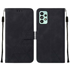 Leather Case Stands Flip Cover Holder Y01B for Samsung Galaxy A53 5G Black