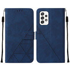 Leather Case Stands Flip Cover Holder Y01B for Samsung Galaxy A72 4G Blue
