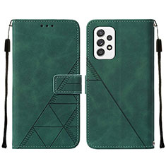 Leather Case Stands Flip Cover Holder Y01B for Samsung Galaxy A72 4G Green