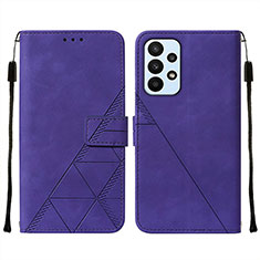 Leather Case Stands Flip Cover Holder Y01B for Samsung Galaxy A73 5G Purple