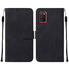 Leather Case Stands Flip Cover Holder Y01B for Samsung Galaxy F02S SM-E025F Black