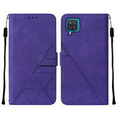 Leather Case Stands Flip Cover Holder Y01B for Samsung Galaxy F12 Purple