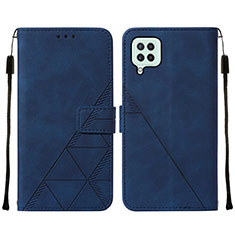 Leather Case Stands Flip Cover Holder Y01B for Samsung Galaxy F22 4G Blue