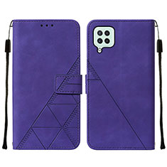 Leather Case Stands Flip Cover Holder Y01B for Samsung Galaxy F22 4G Purple