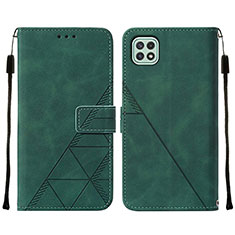 Leather Case Stands Flip Cover Holder Y01B for Samsung Galaxy F42 5G Green