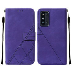 Leather Case Stands Flip Cover Holder Y01B for Samsung Galaxy F52 5G Purple