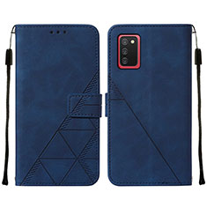 Leather Case Stands Flip Cover Holder Y01B for Samsung Galaxy M02s Blue