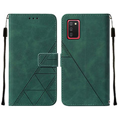 Leather Case Stands Flip Cover Holder Y01B for Samsung Galaxy M02s Green