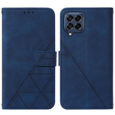 Leather Case Stands Flip Cover Holder Y01B for Samsung Galaxy M33 5G Blue