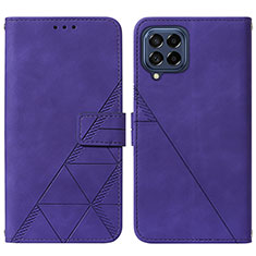 Leather Case Stands Flip Cover Holder Y01B for Samsung Galaxy M33 5G Purple