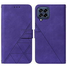 Leather Case Stands Flip Cover Holder Y01B for Samsung Galaxy M53 5G Purple