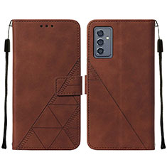 Leather Case Stands Flip Cover Holder Y01B for Samsung Galaxy Quantum2 5G Brown