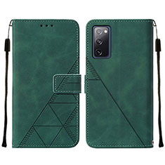 Leather Case Stands Flip Cover Holder Y01B for Samsung Galaxy S20 FE (2022) 5G Green