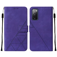 Leather Case Stands Flip Cover Holder Y01B for Samsung Galaxy S20 FE 5G Purple