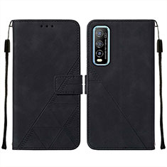 Leather Case Stands Flip Cover Holder Y01B for Vivo iQOO U1 Black