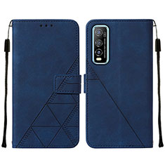 Leather Case Stands Flip Cover Holder Y01B for Vivo iQOO U1 Blue