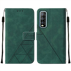 Leather Case Stands Flip Cover Holder Y01B for Vivo iQOO U1 Green