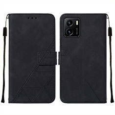 Leather Case Stands Flip Cover Holder Y01B for Vivo iQOO U5x Black