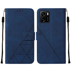 Leather Case Stands Flip Cover Holder Y01B for Vivo iQOO U5x Blue