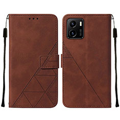 Leather Case Stands Flip Cover Holder Y01B for Vivo iQOO U5x Brown