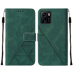 Leather Case Stands Flip Cover Holder Y01B for Vivo iQOO U5x Green