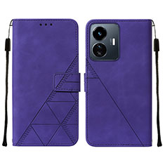 Leather Case Stands Flip Cover Holder Y01B for Vivo iQOO Z6 Lite 5G Purple