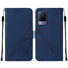 Leather Case Stands Flip Cover Holder Y01B for Vivo V21 5G Blue