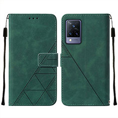 Leather Case Stands Flip Cover Holder Y01B for Vivo V21 5G Green