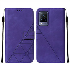 Leather Case Stands Flip Cover Holder Y01B for Vivo V21 5G Purple