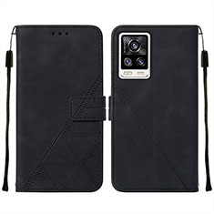 Leather Case Stands Flip Cover Holder Y01B for Vivo V21e 4G Black