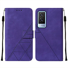 Leather Case Stands Flip Cover Holder Y01B for Vivo V21e 5G Purple