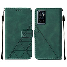 Leather Case Stands Flip Cover Holder Y01B for Vivo V23e 5G Green