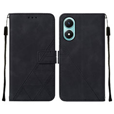 Leather Case Stands Flip Cover Holder Y01B for Vivo Y02S Black