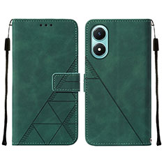 Leather Case Stands Flip Cover Holder Y01B for Vivo Y02S Green