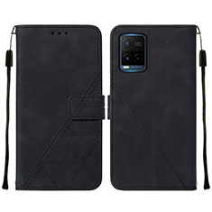 Leather Case Stands Flip Cover Holder Y01B for Vivo Y21 Black