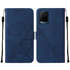 Leather Case Stands Flip Cover Holder Y01B for Vivo Y21 Blue