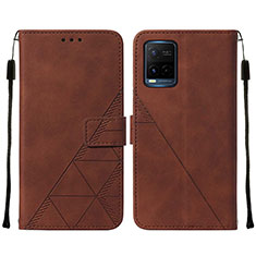 Leather Case Stands Flip Cover Holder Y01B for Vivo Y21 Brown