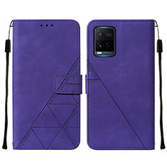 Leather Case Stands Flip Cover Holder Y01B for Vivo Y21 Purple