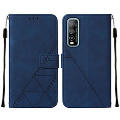 Leather Case Stands Flip Cover Holder Y01B for Vivo Y50t Blue