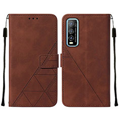 Leather Case Stands Flip Cover Holder Y01B for Vivo Y50t Brown