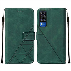 Leather Case Stands Flip Cover Holder Y01B for Vivo Y51 (2021) Green