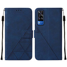 Leather Case Stands Flip Cover Holder Y01B for Vivo Y51A Blue