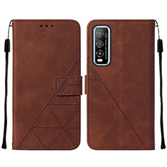 Leather Case Stands Flip Cover Holder Y01B for Vivo Y51s 5G Brown