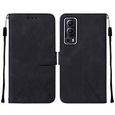 Leather Case Stands Flip Cover Holder Y01B for Vivo Y52 5G Black