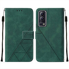 Leather Case Stands Flip Cover Holder Y01B for Vivo Y72 5G Green