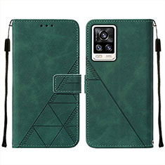 Leather Case Stands Flip Cover Holder Y01B for Vivo Y73 (2021) Green