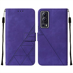 Leather Case Stands Flip Cover Holder Y01B for Vivo Y75s 5G Purple