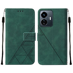 Leather Case Stands Flip Cover Holder Y01B for Vivo Y77 5G Green