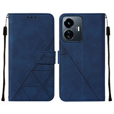 Leather Case Stands Flip Cover Holder Y01B for Vivo Y77e 5G Blue