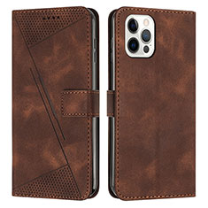 Leather Case Stands Flip Cover Holder Y01X for Apple iPhone 13 Pro Max Brown